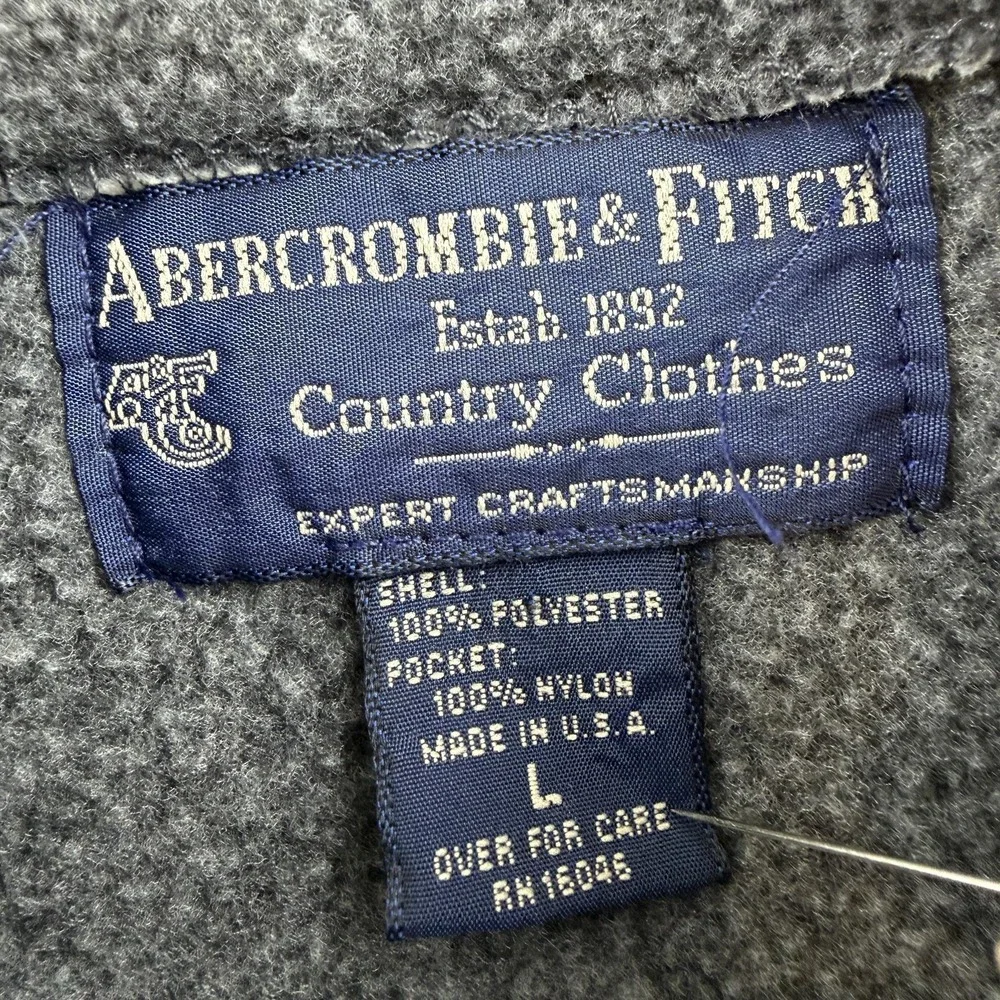 Vintage Abercrombie & Fitch Jacket Mens Large Gray 1/4 Zip Fleece USA 90s Y2K